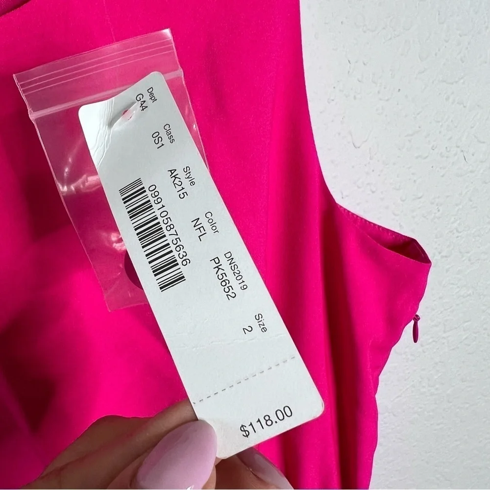 J. Crew Midi Dress Women’s Size 2 Button Back Hot Pink Sleeveless Slit Sides B24